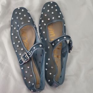 Sam Edelman Blue Rhinestone Mary Jane Flats
